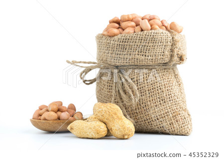 peanuts in burlap sack isolated on white peanuts in burlap sack isolated on white 45352329