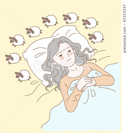 Difficulty falling asleep - Stock Illustration [45353547] - PIXTA