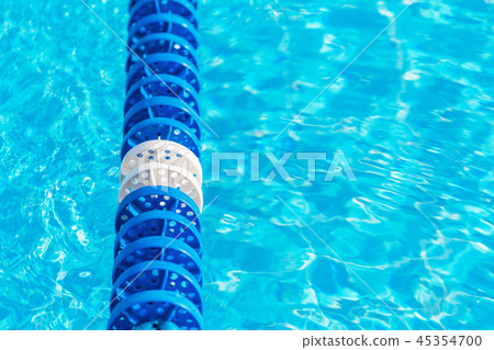 Swimming pool water with blue lane marker 45354700
