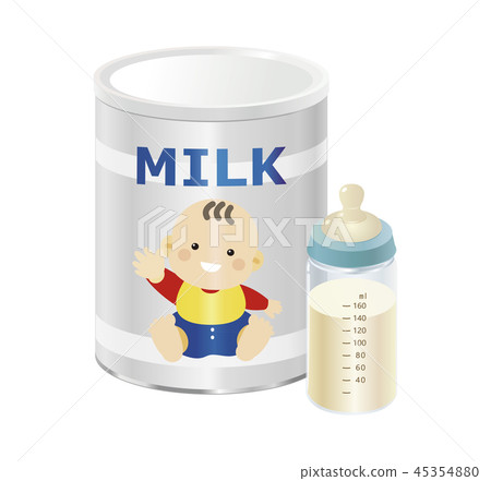 Powdered milk can (white) _ baby bottle (milk yellow white) blue Powdered milk can (white) _ baby bottle (milk yellow white) blue 45354880