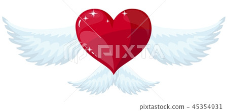 Heart with wings. Flat Style Heart with wings. Flat Style 45354931