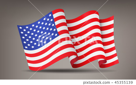 Fluttering, waving realistic American flag, national symbol 45355139