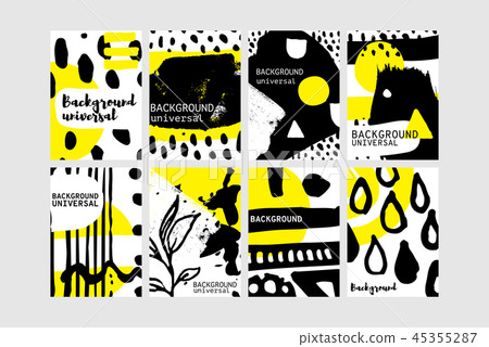 Set of creative universal floral elements. Hand Drawn textures Set of creative universal floral elements. Hand Drawn textures 45355287