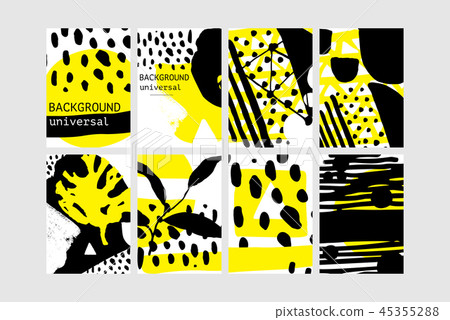 Set of creative universal floral elements. Hand Drawn textures Set of creative universal floral elements. Hand Drawn textures 45355288