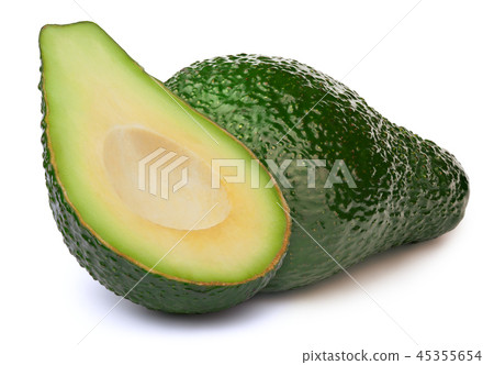 Green avocado with slice isolated Green avocado with slice isolated 45355654