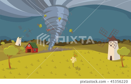Vector image of a hurricane destroying the village - Stock Illustration ...