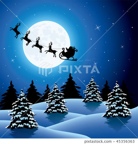 vector flying santa claus and reindeers vector flying santa claus and reindeers 45356363