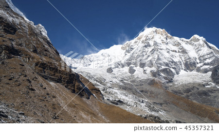 Himalayas mountain landscape in the Annapurna region. Annapurna peak in the Himalaya range, Nepal 45357321