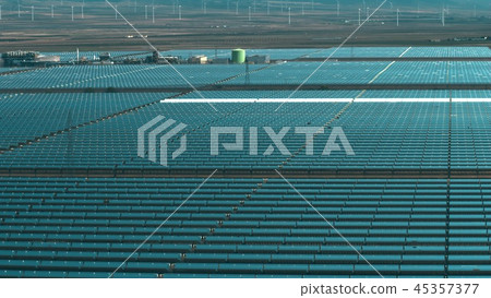 Low altitude aerial of modern solar power station Low altitude aerial of modern solar power station 45357377