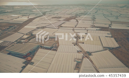 Aerial shot of greenhouse farms near Almeria, Spain 45357439