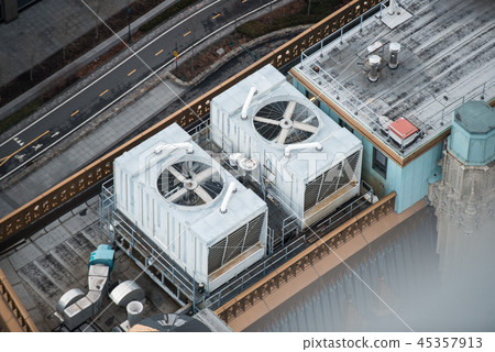 Big air conditioning ventilation system fans roof 45357913