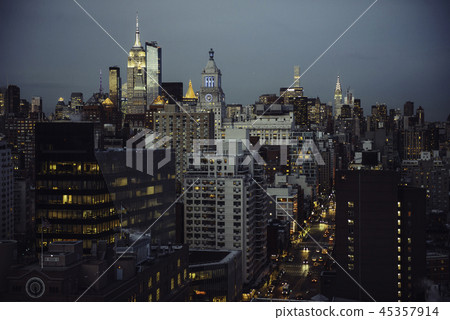 New York City streets view to Manhattan Midtown 45357914
