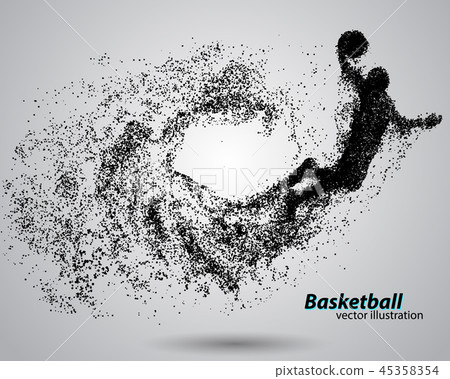 Basketball player from particles. 45358354