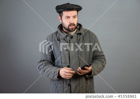 Peasant 35 years dressed in old-fashioned clothes 45358981