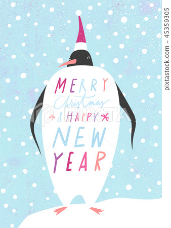Christmas greeting card with a penguin Christmas greeting card with a penguin 45359305