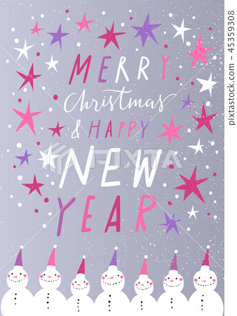 Winter holidays vector greeting card with snowmen Winter holidays vector greeting card with snowmen 45359308