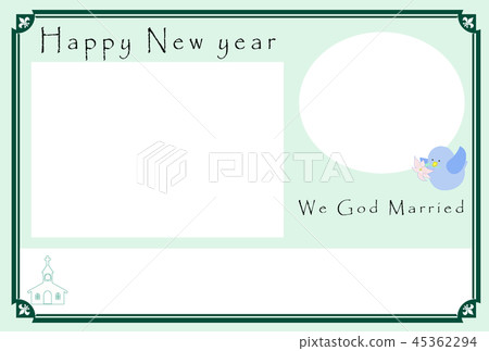 New Year's card marriage report photo frame blue bird and Casablanca New Year's card marriage report photo frame blue bird and Casablanca 45362294