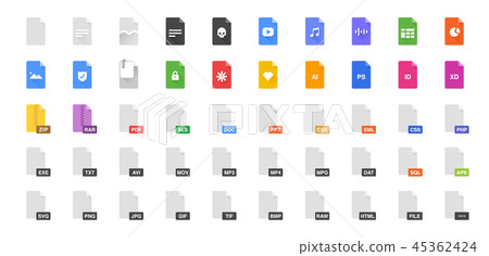 50 Document formats vector illustration icon set.  45362424
