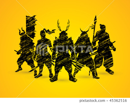 Samurai warrior pose 45362516