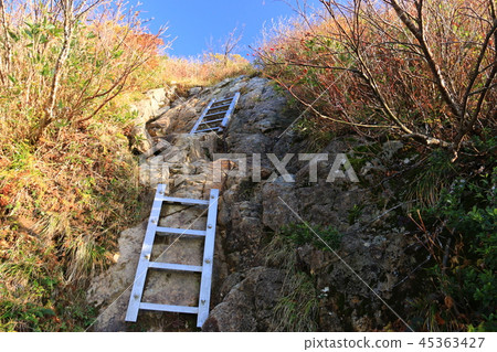 通往東北Itoyo山頂的道路從Mikunidake到Mt. 通往東北Itoyo山頂的道路從Mikunidake到Mt. 45363427