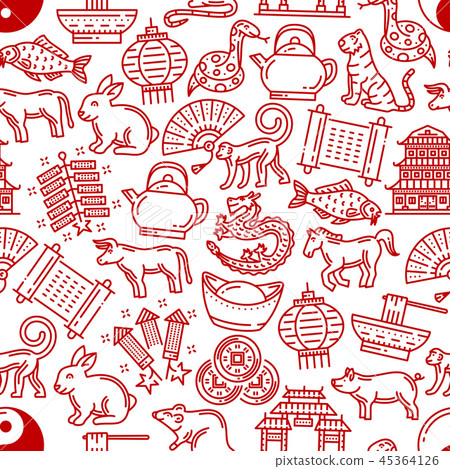 Chinese horoscope seamless vector pattern Chinese horoscope seamless vector pattern 45364126