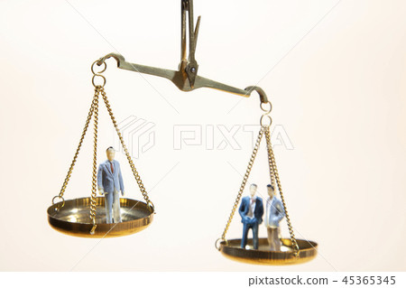 Balance between boss and employee on gold scale Balance between boss and employee on gold scale 45365345