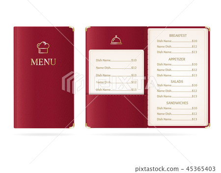 Realistic Detailed 3d Menu Restaurant Set. Vector 45365403