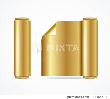 Realistic 3d Detailed Shiny Gold Foil Roll. Vector 45365404