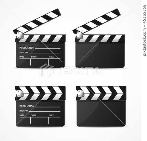 Realistic 3d Detailed Black Clapper Set. Vector Realistic 3d Detailed Black Clapper Set. Vector 45365558