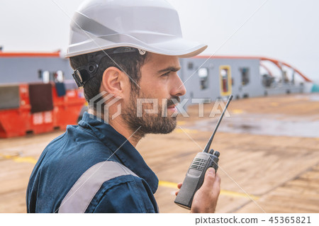 Marine Deck Officer or Chief mate on deck of vessel or ship Marine Deck Officer or Chief mate on deck of vessel or ship 45365821