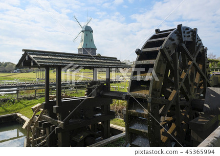 Water wheel and windmill of Kasumigaura General Park 45365994