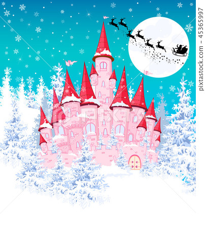 Pink castle in the winter forest 1 Pink castle in the winter forest 1 45365997