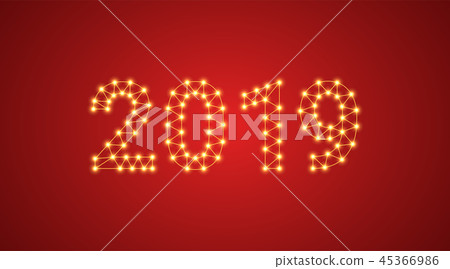 Inscription of 2019 with neon lamps. Vector text Inscription of 2019 with neon lamps. Vector text 45366986