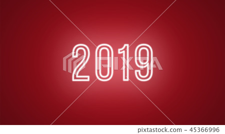 Neon inscription of 2019. Vector, neon bright Text Neon inscription of 2019. Vector, neon bright Text 45366996