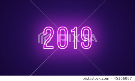 Neon inscription of 2019. Vector, neon bright Text Neon inscription of 2019. Vector, neon bright Text 45366997