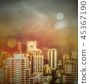 Abstract blurred buildings and orange light  45367190