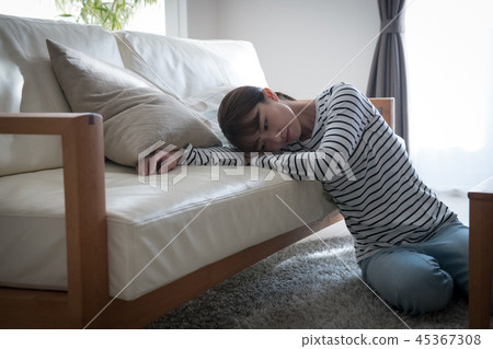 不健康的30多歲女人壓力麻煩日本人 45367308