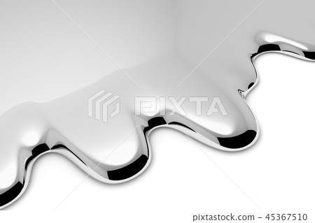 Metal liquid on white diagonal closeup Metal liquid on white diagonal closeup 45367510