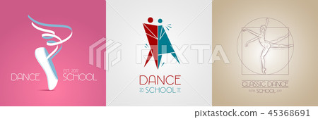 Dance studio vector logo, icon set 45368691