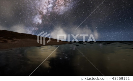 Milk Way stars above the lake at night Milk Way stars above the lake at night 45369131