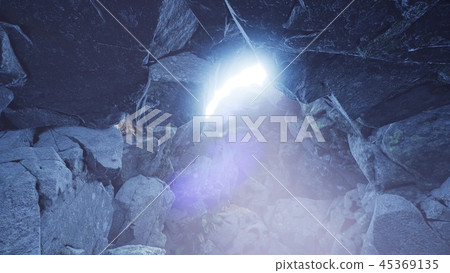 4k sun light inside beautiful mysterious cave 45369135