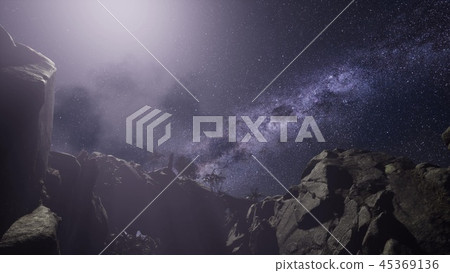 4K Astrophotography star trails over canyon walls 45369136