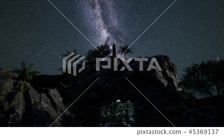 4K Astrophotography star trails over canyon walls 45369137