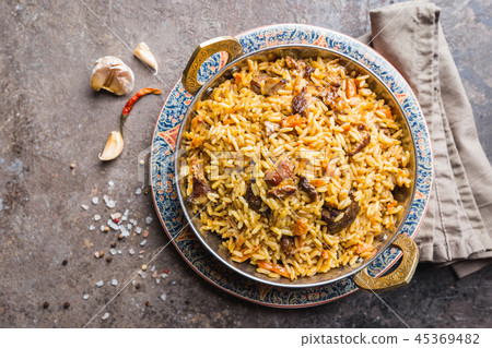 Lamb pilaf in a bowl 45369482