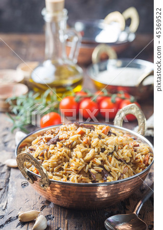 Lamb pilaf in a bowl 45369522