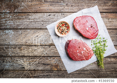 Raw marbled meat steak 45369550