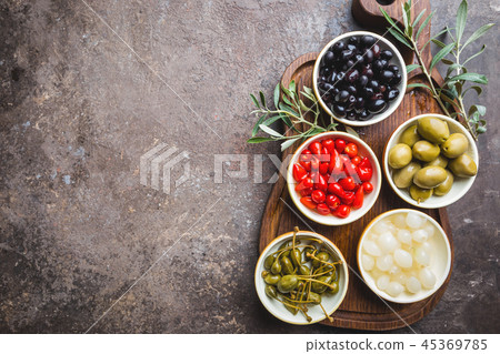 Mediterranean snack assortment. 45369785