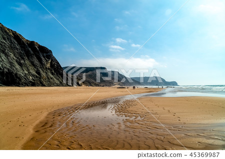 Summer Ocean Beach And Mountains Landscape 45369987