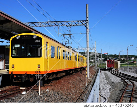 "New and old trains" stopping at Akiki Station of Sanki Railway "New and old trains" stopping at Akiki Station of Sanki Railway 45370246