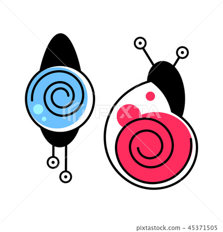 Snail gastropod mollusk with blue shell vector Snail gastropod mollusk with blue shell vector 45371505